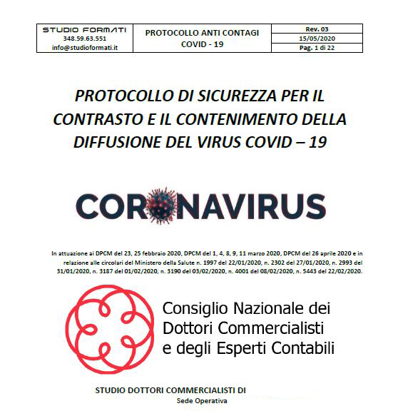 COVID-19: Aggiornamento del protocollo di sicurezza dei lavoratori